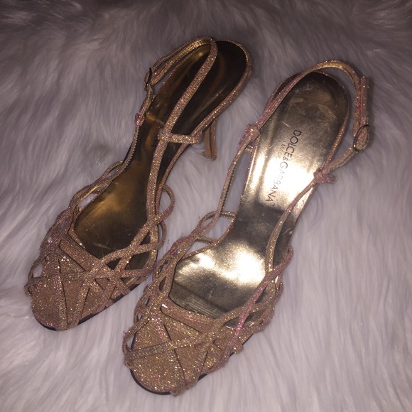 Dolce & Gabbana light pink sparkly strappy heels - Picture 1 of 8